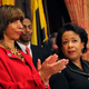 Baltimore Mayor Catherine E. Pugh (left) with then-U.S. Attorney General Loretta E. Lynch on Jan. 12, 2017 (Lloyd Fox/Baltimore Sun/TNS via Getty Images)